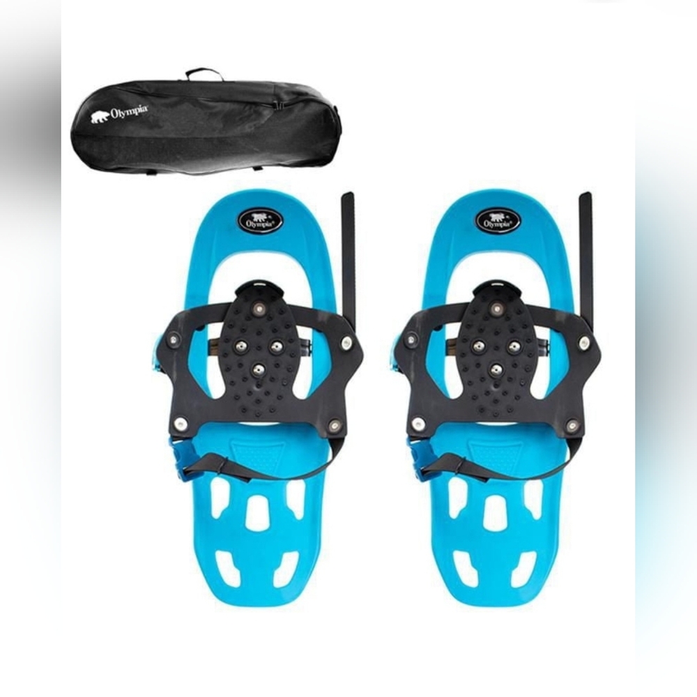Brand New Olympia Blue Kids 7" X 18" Snowshoes with Black Carrying Bag